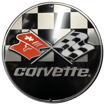 METAL CORVETTE LOGO CIRCULAR SIGN