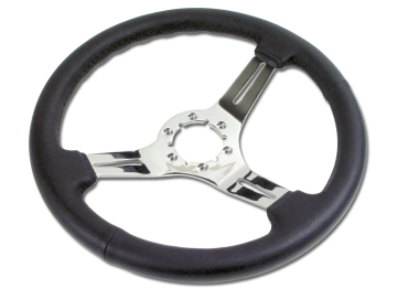 63-82 SPORT STEERING WHEEL BLACK W/CHROME SPOKES