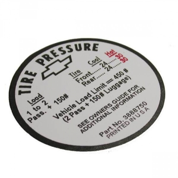 66 TIRE PRESSURE DECAL