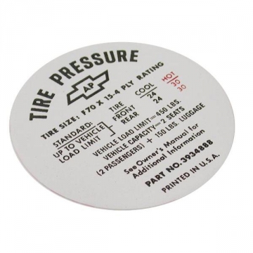 68-72 TIRE PRESSURE DECAL