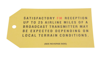 64-66 FM RADIO HANG TAG