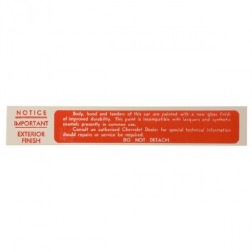 57-61 ACRYLIC PAINT WARNING DECAL