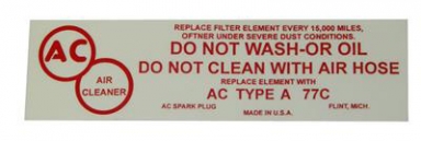 58-61 AIR CLEANER DECAL (FUEL INJECTION)